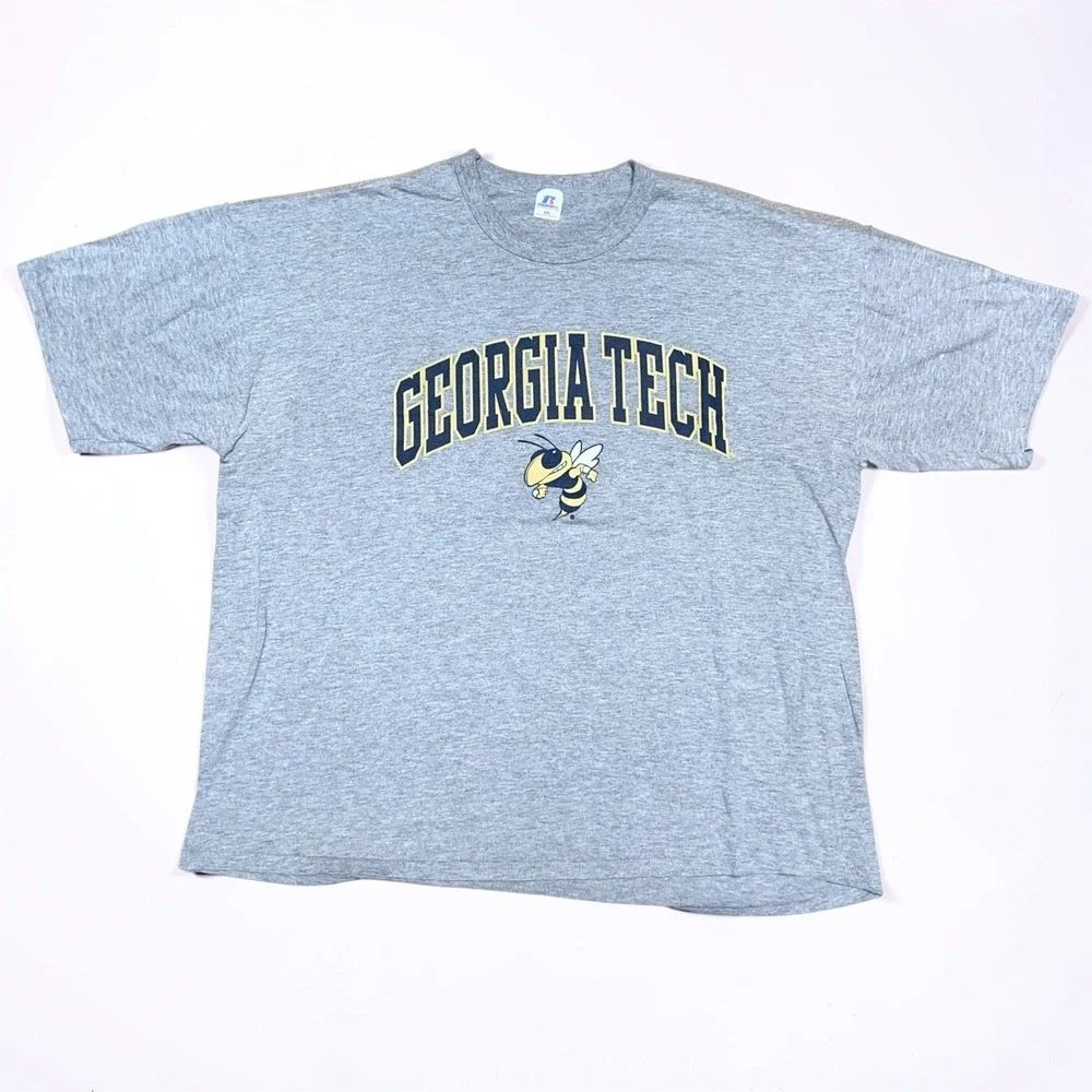 Vintage Georgia Tech Yellow Jackets Russell Athletic T-Shirt Men's XXL Gray